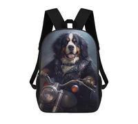 sinyumoney Sac À Dos Scolaire Imprimé En 3D 17inch Sac À Dos Pour Enfants Bernese Mountain Dog Biker Sacs À Livres Grande Capacité Sacs D'école Et De Voyage Pour Enfants/étudiants/adultes