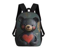 sinyumoney Sac À Dos Scolaire Imprimé En 3D 17inch Sac À Dos Pour Enfants Black Teddy Bear with Heart Sacs À Livres Grande Capacité Sacs D'école Et De Voyage Pour Enfants/étudiants/adultes