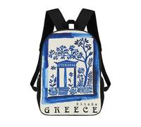 sinyumoney Sac À Dos Scolaire Imprimé En 3D 17inch Sac À Dos Pour Enfants Blue Greece Travel Art Sacs À Livres Grande Capacité Sacs D'école Et De Voyage Pour Enfants/étudiants/adultes