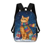 sinyumoney Sac À Dos Scolaire Imprimé En 3D 17inch Sac À Dos Pour Enfants Christmas Cat with Presents-1 Sacs À Livres Grande Capacité Sacs D'école Et De Voyage Pour Enfants/étudiants/adultes