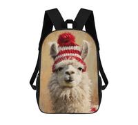 sinyumoney Sac À Dos Scolaire Imprimé En 3D 17inch Sac À Dos Pour Enfants Christmas Llama with Red Hat Sacs À Livres Grande Capacité Sacs D'école Et De Voyage Pour Enfants/étudiants/adultes