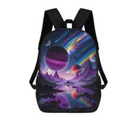 sinyumoney Sac À Dos Scolaire Imprimé En 3D 17inch Sac À Dos Pour Enfants Colorful Alien Landscape with Planets Sacs À Livres Grande Capacité Sacs D'école Et De Voyage Pour Enfants/étudiants/adultes