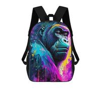 sinyumoney Sac À Dos Scolaire Imprimé En 3D 17inch Sac À Dos Pour Enfants Colorful Gorilla Portrait Art Print Sacs À Livres Grande Capacité Sacs D'école Et De Voyage Pour Enfants/étudiants/adultes