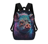 sinyumoney Sac À Dos Scolaire Imprimé En 3D 17inch Sac À Dos Pour Enfants Colorful Pig with Glasses Art Print -2 Sacs À Livres Grande Capacité Sacs D'école Et De Voyage Pour Enfants/étudiants/adultes