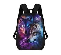 sinyumoney Sac À Dos Scolaire Imprimé En 3D 17inch Sac À Dos Pour Enfants Cosmic Wolf Trio Art Print-3 Sacs À Livres Grande Capacité Sacs D'école Et De Voyage Pour Enfants/étudiants/adultes