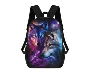 sinyumoney Sac À Dos Scolaire Imprimé En 3D 17inch Sac À Dos Pour Enfants Cosmic Wolf Trio Art Print-3 Sacs À Livres Grande Capacité Sacs D'école Et De Voyage Pour Enfants/étudiants/adultes