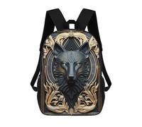 sinyumoney Sac À Dos Scolaire Imprimé En 3D 17inch Sac À Dos Pour Enfants Elegant Black Golden Wolf Sacs À Livres Grande Capacité Sacs D'école Et De Voyage Pour Enfants/étudiants/adultes