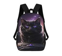 sinyumoney Sac À Dos Scolaire Imprimé En 3D 17inch Sac À Dos Pour Enfants Enchanted Black Cat with Purple Eyes Sacs À Livres Grande Capacité Sacs D'école Et De Voyage Pour Enfants/étudiants/adultes