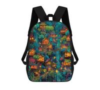 sinyumoney Sac À Dos Scolaire Imprimé En 3D 17inch Sac À Dos Pour Enfants Enchanted Forest Village Sacs À Livres Grande Capacité Sacs D'école Et De Voyage Pour Enfants/étudiants/adultes