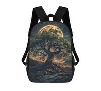 sinyumoney Sac À Dos Scolaire Imprimé En 3D 17inch Sac À Dos Pour Enfants Enchanted Night Sky with Giant Tree Sacs À Livres Grande Capacité Sacs D'école Et De Voyage Pour Enfants/étudiants/adultes