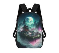 sinyumoney Sac À Dos Scolaire Imprimé En 3D 17inch Sac À Dos Pour Enfants Fantasy Floating Island with Pagoda Sacs À Livres Grande Capacité Sacs D'école Et De Voyage Pour Enfants/étudiants/adultes