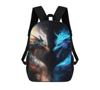 sinyumoney Sac À Dos Scolaire Imprimé En 3D 17inch Sac À Dos Pour Enfants Fire Vs Ice Dragons Battle Sacs À Livres Grande Capacité Sacs D'école Et De Voyage Pour Enfants/étudiants/adultes