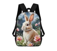 sinyumoney Sac À Dos Scolaire Imprimé En 3D 17inch Sac À Dos Pour Enfants Floral Rabbit in Mountainscape Sacs À Livres Grande Capacité Sacs D'école Et De Voyage Pour Enfants/étudiants/adultes