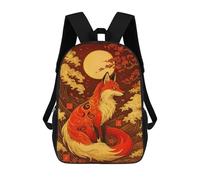 sinyumoney Sac À Dos Scolaire Imprimé En 3D 17inch Sac À Dos Pour Enfants Fox in Japanese Art Sacs À Livres Grande Capacité Sacs D'école Et De Voyage Pour Enfants/étudiants/adultes