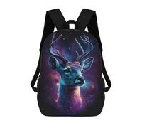 sinyumoney Sac À Dos Scolaire Imprimé En 3D 17inch Sac À Dos Pour Enfants Galactic Deer Portrait Sacs À Livres Grande Capacité Sacs D'école Et De Voyage Pour Enfants/étudiants/adultes