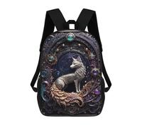 sinyumoney Sac À Dos Scolaire Imprimé En 3D 17inch Sac À Dos Pour Enfants Golden Silver Fox Art Deco Sacs À Livres Grande Capacité Sacs D'école Et De Voyage Pour Enfants/étudiants/adultes