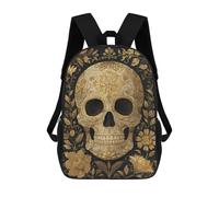 sinyumoney Sac À Dos Scolaire Imprimé En 3D 17inch Sac À Dos Pour Enfants Golden Skull Artwork-1 Sacs À Livres Grande Capacité Sacs D'école Et De Voyage Pour Enfants/étudiants/adultes