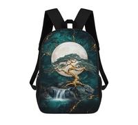 sinyumoney Sac À Dos Scolaire Imprimé En 3D 17inch Sac À Dos Pour Enfants Golden Tree Moonlit Waterfall Sacs À Livres Grande Capacité Sacs D'école Et De Voyage Pour Enfants/étudiants/adultes