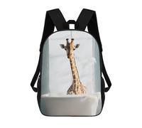 sinyumoney Sac À Dos Scolaire Imprimé En 3D 17inch Sac À Dos Pour Enfants Happy Giraffe in The Bath Sacs À Livres Grande Capacité Sacs D'école Et De Voyage Pour Enfants/étudiants/adultes