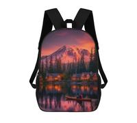 sinyumoney Sac À Dos Scolaire Imprimé En 3D 17inch Sac À Dos Pour Enfants Mountain Lake Sunset Fishing Scene Sacs À Livres Grande Capacité Sacs D'école Et De Voyage Pour Enfants/étudiants/adultes