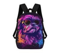 sinyumoney Sac À Dos Scolaire Imprimé En 3D 17inch Sac À Dos Pour Enfants Neon Dog Sunglasses Art Print-1 Sacs À Livres Grande Capacité Sacs D'école Et De Voyage Pour Enfants/étudiants/adultes