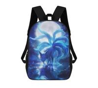 sinyumoney Sac À Dos Scolaire Imprimé En 3D 17inch Sac À Dos Pour Enfants Nine-Tailed Fox Under Moonlight Sacs À Livres Grande Capacité Sacs D'école Et De Voyage Pour Enfants/étudiants/adultes