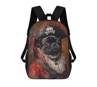 sinyumoney Sac À Dos Scolaire Imprimé En 3D 17inch Sac À Dos Pour Enfants Pirate Pug Pet Portrait Sacs À Livres Grande Capacité Sacs D'école Et De Voyage Pour Enfants/étudiants/adultes