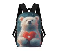 sinyumoney Sac À Dos Scolaire Imprimé En 3D 17inch Sac À Dos Pour Enfants Polar Bear Holding Heart Sacs À Livres Grande Capacité Sacs D'école Et De Voyage Pour Enfants/étudiants/adultes