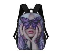 sinyumoney Sac À Dos Scolaire Imprimé En 3D 17inch Sac À Dos Pour Enfants Purple Butterfly Tattoo-2 Sacs À Livres Grande Capacité Sacs D'école Et De Voyage Pour Enfants/étudiants/adultes