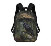 sinyumoney Sac À Dos Scolaire Imprimé En 3D 17inch Sac À Dos Pour Enfants Rainy Forest Raven-3 Sacs À Livres Grande Capacité Sacs D'école Et De Voyage Pour Enfants/étudiants/adultes