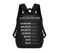 sinyumoney Sac À Dos Scolaire Imprimé En 3D 17inch Sac À Dos Pour Enfants Road to A Million Dollars Sacs À Livres Grande Capacité Sacs D'école Et De Voyage Pour Enfants/étudiants/adultes