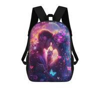 sinyumoney Sac À Dos Scolaire Imprimé En 3D 17inch Sac À Dos Pour Enfants Romantic Fantasy with Flowers And Cats Sacs À Livres Grande Capacité Sacs D'école Et De Voyage Pour Enfants/étudiants/adultes