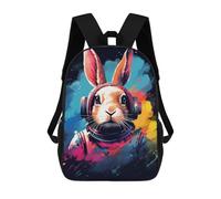 sinyumoney Sac À Dos Scolaire Imprimé En 3D 17inch Sac À Dos Pour Enfants Space Bunny DJ Headphones Sacs À Livres Grande Capacité Sacs D'école Et De Voyage Pour Enfants/étudiants/adultes