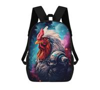 sinyumoney Sac À Dos Scolaire Imprimé En 3D 17inch Sac À Dos Pour Enfants Space Chicken Explorer-3 Sacs À Livres Grande Capacité Sacs D'école Et De Voyage Pour Enfants/étudiants/adultes