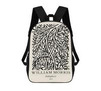sinyumoney Sac À Dos Scolaire Imprimé En 3D 17inch Sac À Dos Pour Enfants William Morris Black & White Sacs À Livres Grande Capacité Sacs D'école Et De Voyage Pour Enfants/étudiants/adultes