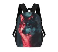sinyumoney Sac À Dos Scolaire Imprimé En 3D 17inch Sac À Dos Pour Enfants Wolf Portrait with Red Lighting Sacs À Livres Grande Capacité Sacs D'école Et De Voyage Pour Enfants/étudiants/adultes