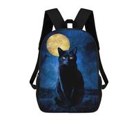 sinyumoney Sac À Dos Scolaire Imprimé En 3D BLACK CAT MONET AND MOON Livre 17inch Sacs À Dos Tendance Grande Capacité Sacs À Dos De Voyage Pour Enfants