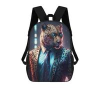 sinyumoney Sac À Dos Scolaire Imprimé En 3D Boss Leopard In Suit Livre 17inch Sacs À Dos Tendance Grande Capacité Sacs À Dos De Voyage Pour Enfants