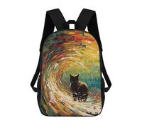 sinyumoney Sac À Dos Scolaire Imprimé En 3D Cat Wave Livre 17inch Sacs À Dos Tendance Grande Capacité Sacs À Dos De Voyage Pour Enfants