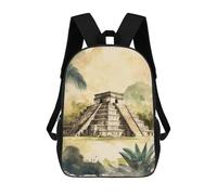 sinyumoney Sac À Dos Scolaire Imprimé En 3D Chichen Itza Watercolor Livre 17inch Sacs À Dos Tendance Grande Capacité Sacs À Dos De Voyage Pour Enfants