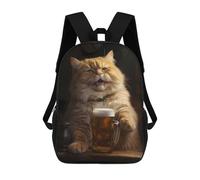 sinyumoney Sac À Dos Scolaire Imprimé En 3D Fat Cat Happy Beer Bar Pub Livre 17inch Sacs À Dos Tendance Grande Capacité Sacs À Dos De Voyage Pour Enfants