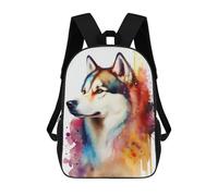 sinyumoney Sac À Dos Scolaire Imprimé En 3D Husky Dog Colorful Livre 17inch Sacs À Dos Tendance Grande Capacité Sacs À Dos De Voyage Pour Enfants