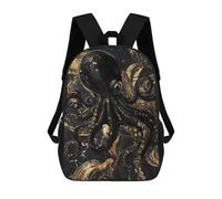 sinyumoney Sac À Dos Scolaire Imprimé En 3D Pour Enfants Abstract GoldBlack Octopus Sac À Dos Scolaire Pour Enfants, Sac De Voyage, Sac À Livres Tendance, Grand Sac À Dos De Grande Capacité 17inch