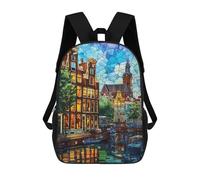 sinyumoney Sac À Dos Scolaire Imprimé En 3D Pour Enfants Amsterdam Canal Glow Sac À Dos Scolaire Pour Enfants, Sac De Voyage, Sac À Livres Tendance, Grand Sac À Dos De Grande Capacité 17inch