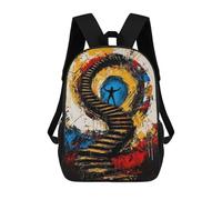 sinyumoney Sac À Dos Scolaire Imprimé En 3D Pour Enfants Ascension of The Mind - Expressionist Surreal Stairway, Grande Capacité, Idéal Pour Les Voyages, Tendance Et Décontracté 17inch
