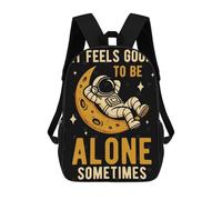 sinyumoney Sac À Dos Scolaire Imprimé En 3D Pour Enfants Astronaut on Moon - Alone Time, Sac À Dos De Voyage Haute Capacité Pour Enfants, Sac À Livres, Sac D'école 17inch