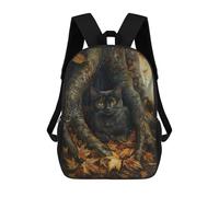 sinyumoney Sac À Dos Scolaire Imprimé En 3D Pour Enfants Autumn Leaves Black Cat Art Print, Sac À Dos De Voyage Haute Capacité Pour Enfants, Sac À Livres, Sac D'école 17inch