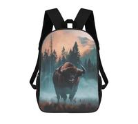 sinyumoney Sac À Dos Scolaire Imprimé En 3D Pour Enfants Bison in Misty Forest, Grande Capacité, Idéal Pour Les Voyages, Tendance Et Décontracté 17inch