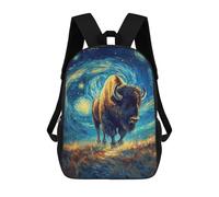 sinyumoney Sac À Dos Scolaire Imprimé En 3D Pour Enfants Bison in Starry Night Style Sac À Dos Scolaire Pour Enfants, Sac De Voyage, Sac À Livres Tendance, Grand Sac À Dos De Grande Capacité 17inch