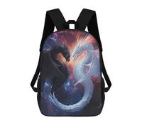 sinyumoney Sac À Dos Scolaire Imprimé En 3D Pour Enfants Black And White Dragons, Grande Capacité, Idéal Pour Les Voyages, Tendance Et Décontracté 17inch